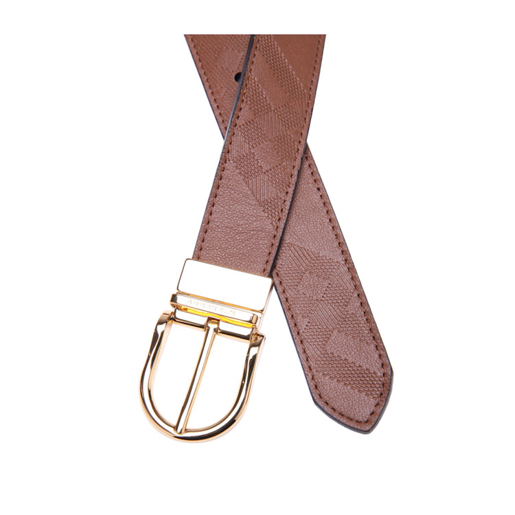 burberry博柏利棕色牛皮材质格纹样式女士腰带4001401tanalbbarnabus