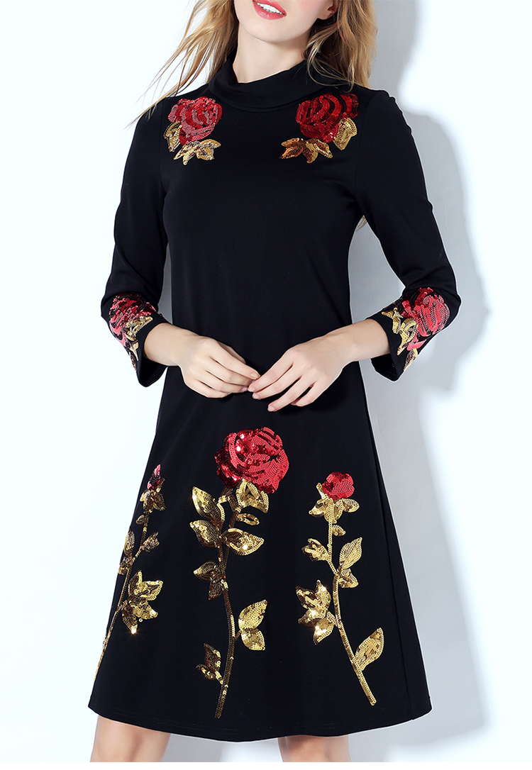 dolce&gabbana(杜嘉班纳)玫瑰印花雪纺春夏款长裙