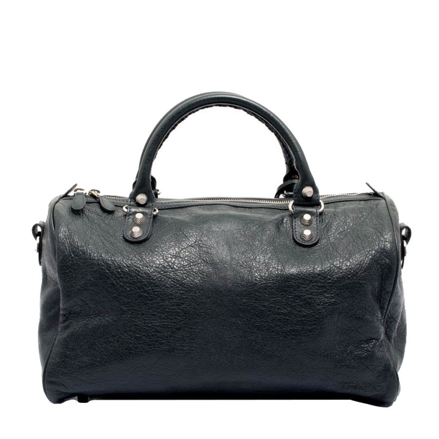 【包邮包税】balenciaga/巴黎世家 女士深灰色真皮手提单肩两用包