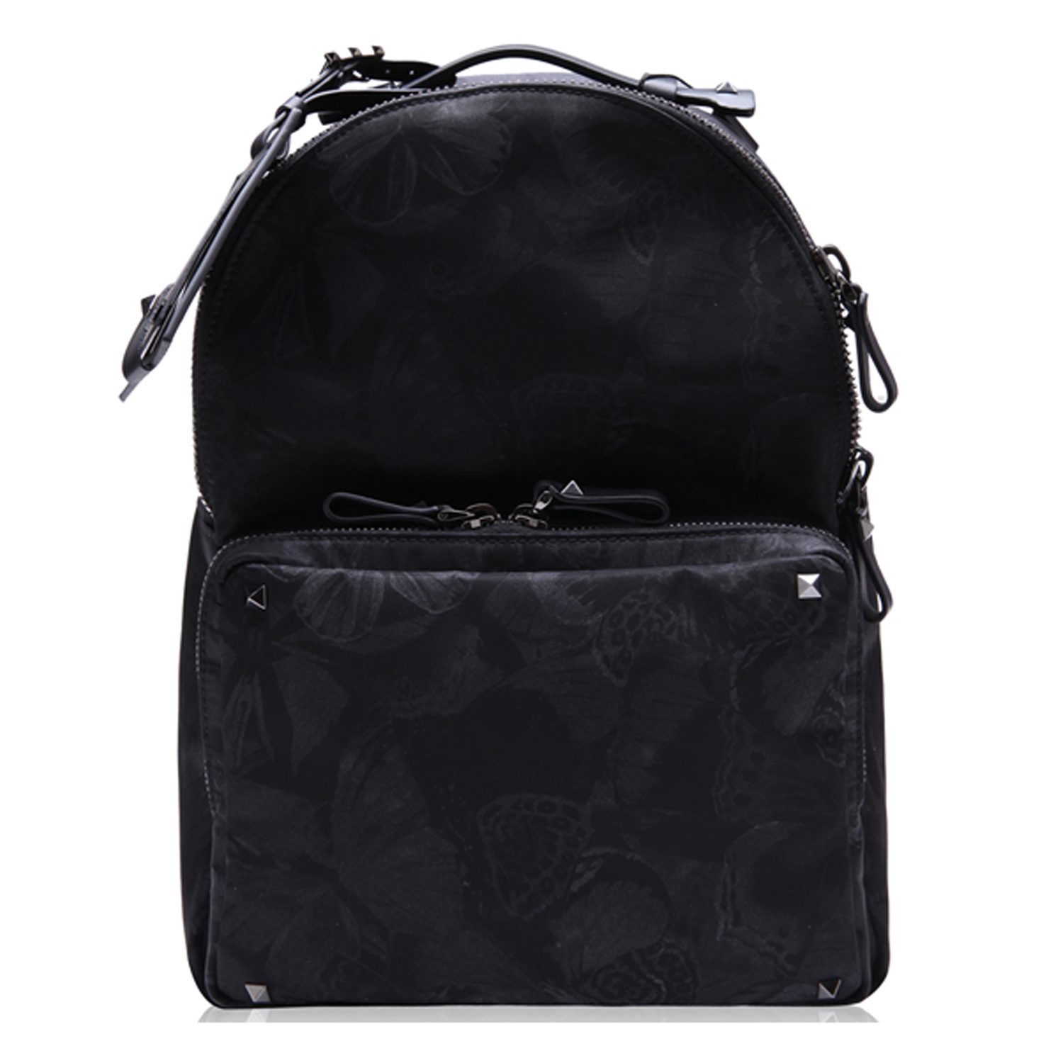 【包邮包税】valentino/华伦天奴 中性款黑色尼龙铆钉饰双肩包