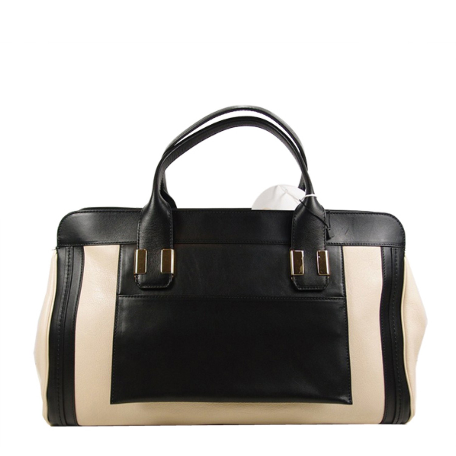 【包邮包税】chloe/克洛伊 女士黑白拼接羊皮手提包