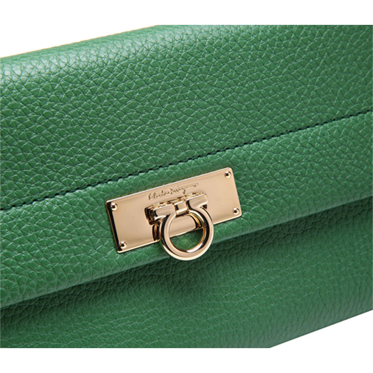 salvatore ferragamo/菲拉格慕mini深绿色金属logo搭扣设