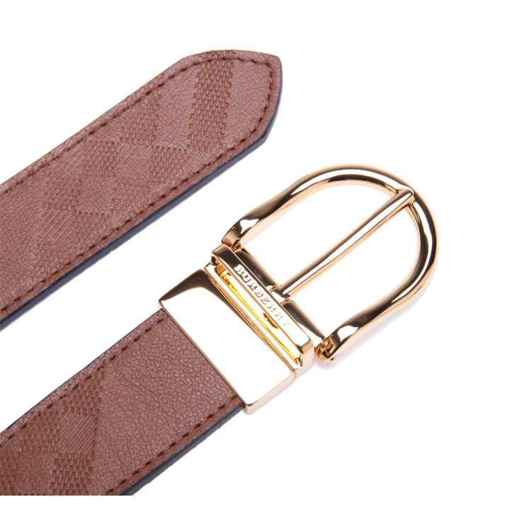 burberry博柏利棕色牛皮材质格纹样式女士腰带4001401tanalbbarnabus