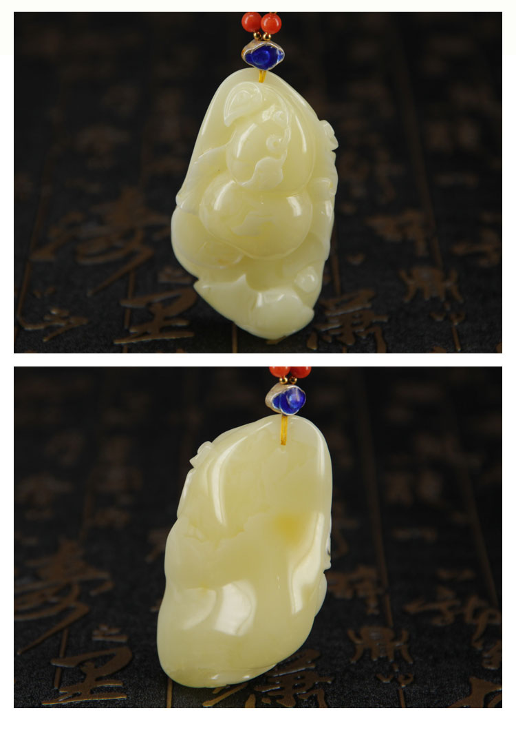 hechang/禾场 天然蜜蜡 荔枝白葫芦巧雕吊坠 约29.87g
