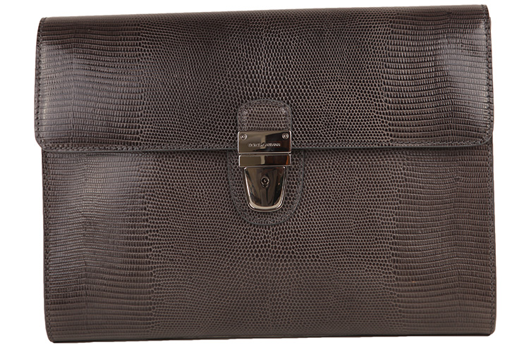 dolce&gabbana/杜嘉班纳 黑色翻盖牛皮弹扣男士手拿包dg1625709599