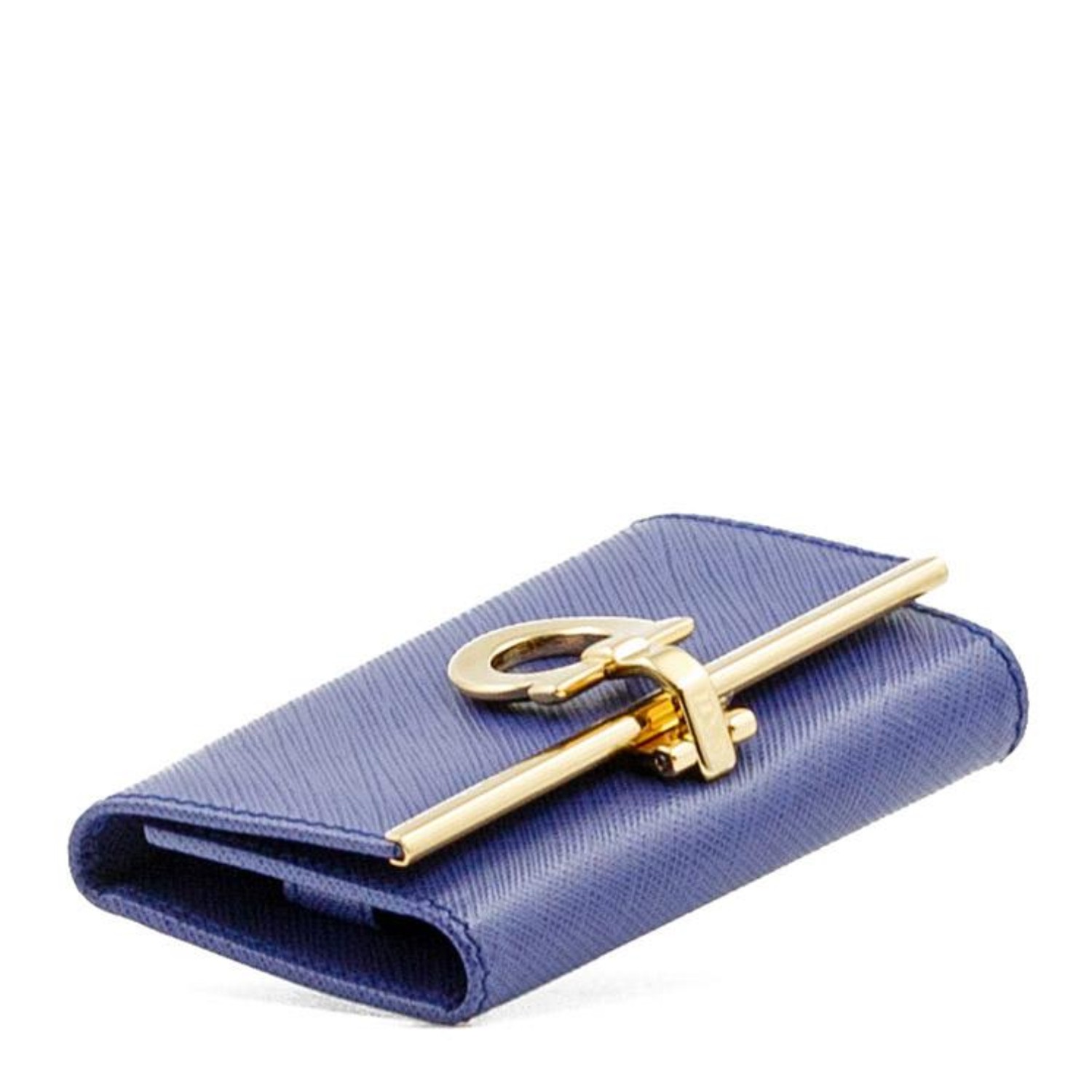 ferragamo/菲拉格慕 女士蓝色压纹小牛皮钥匙包小型皮具 600097 iris