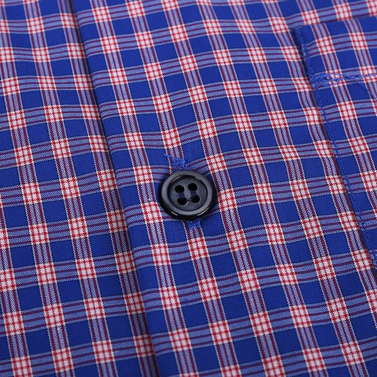 prada/普拉达 男士衬衫 蓝紫格 简约格子 纯棉短袖衬衫 sc326-s141