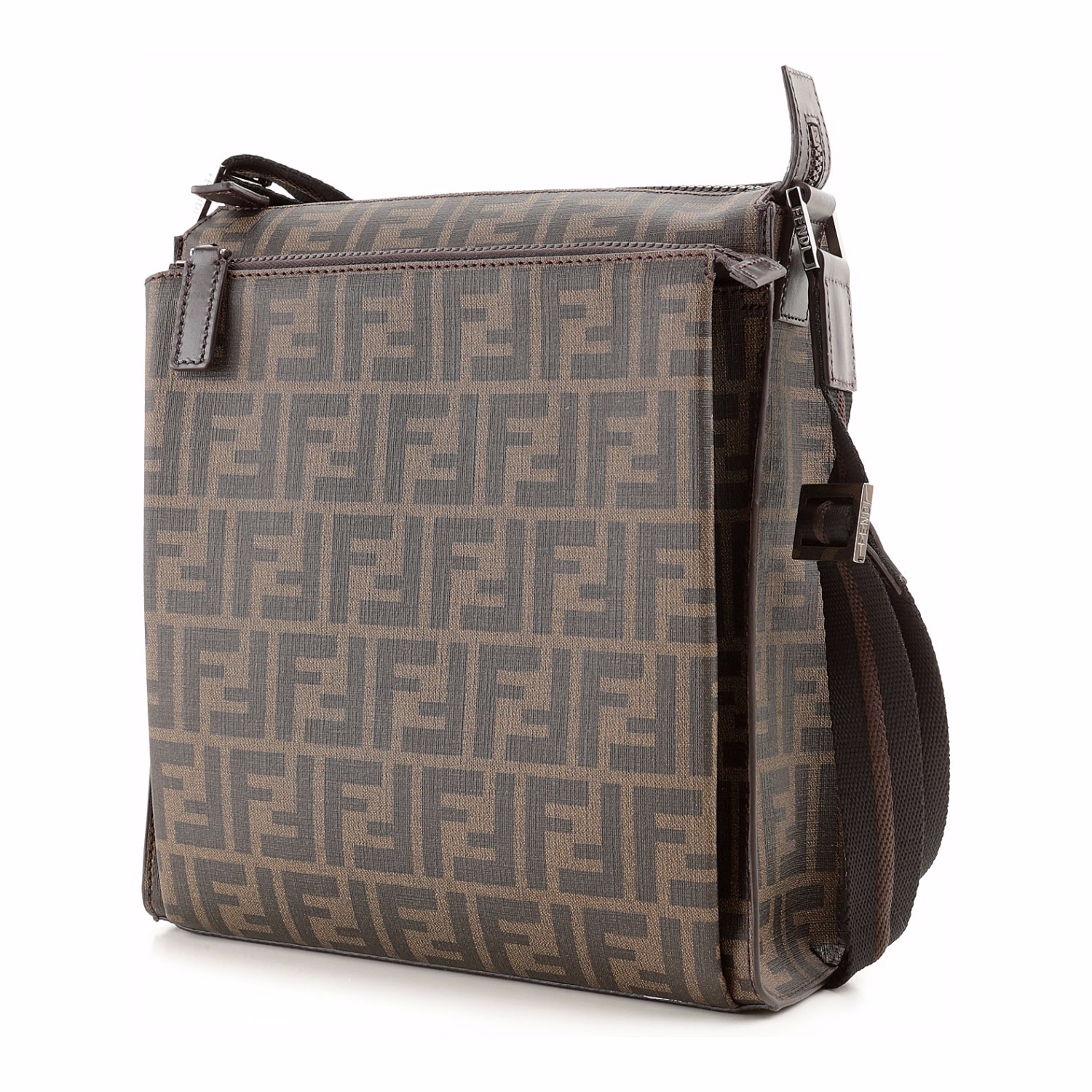 【包邮包税】fendi/芬迪 男士烟草色双flogopvc/牛