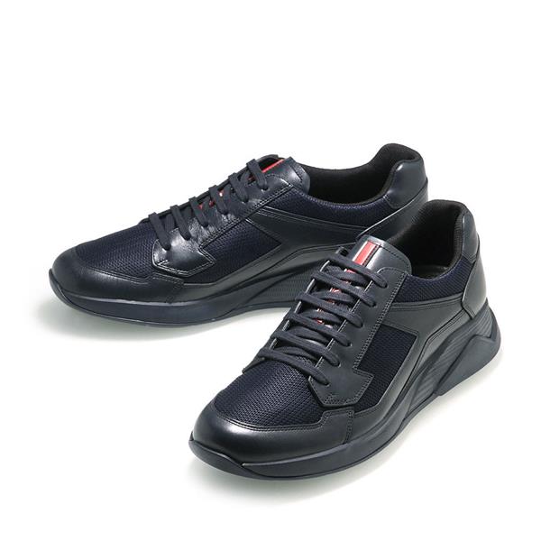 prada/普拉达 牛皮网布 单鞋 男士深蓝色运动鞋