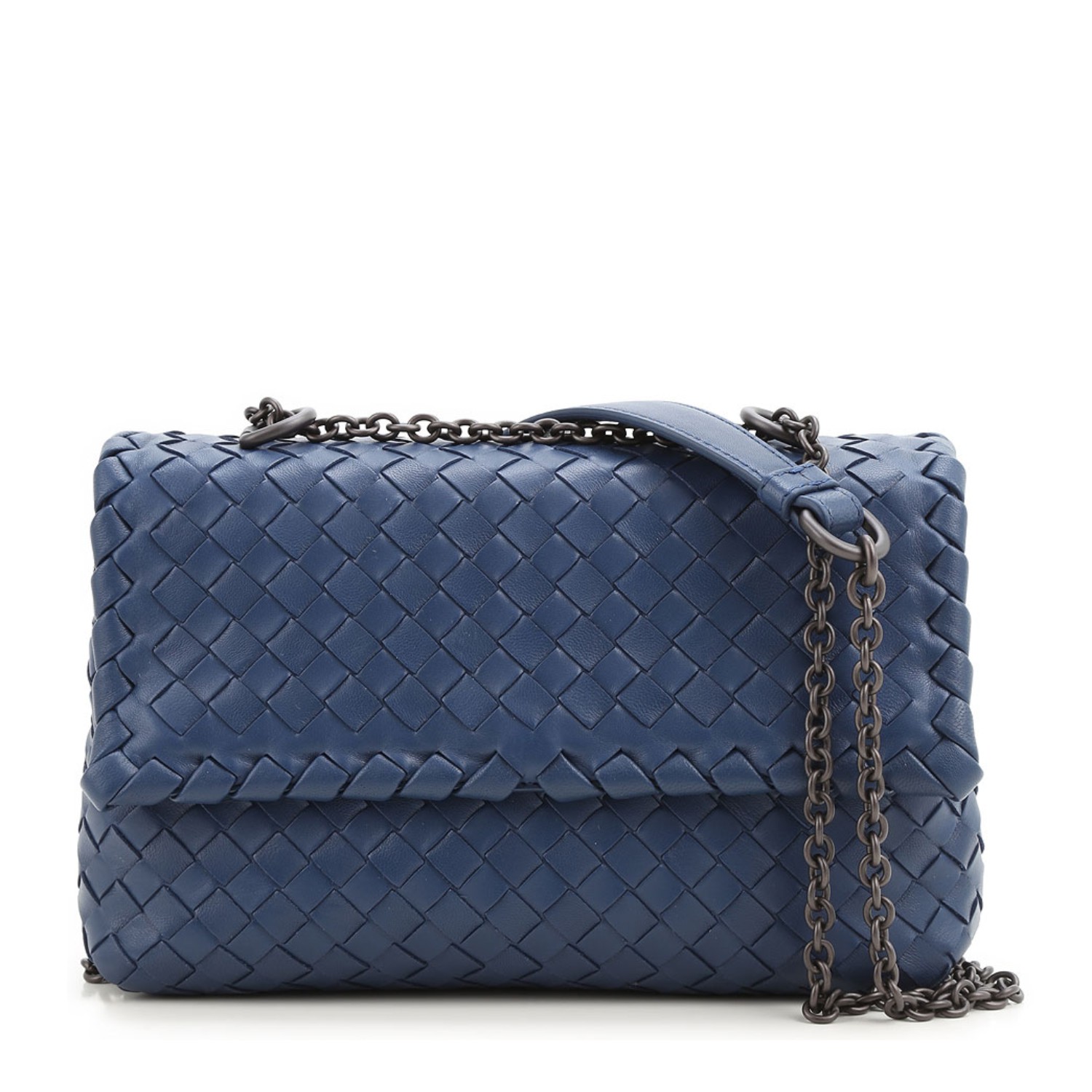 【包邮包税】bottega veneta/葆蝶家 深蓝色羊皮经典编织包身女士单肩