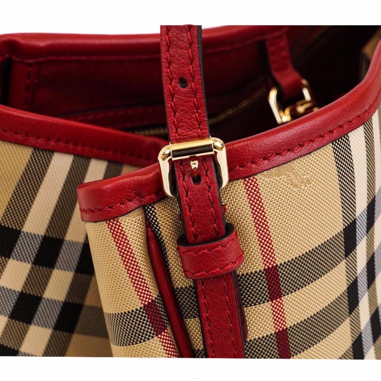 burberry/博柏利 女士格紋棕褐色pvc手提包 4022372