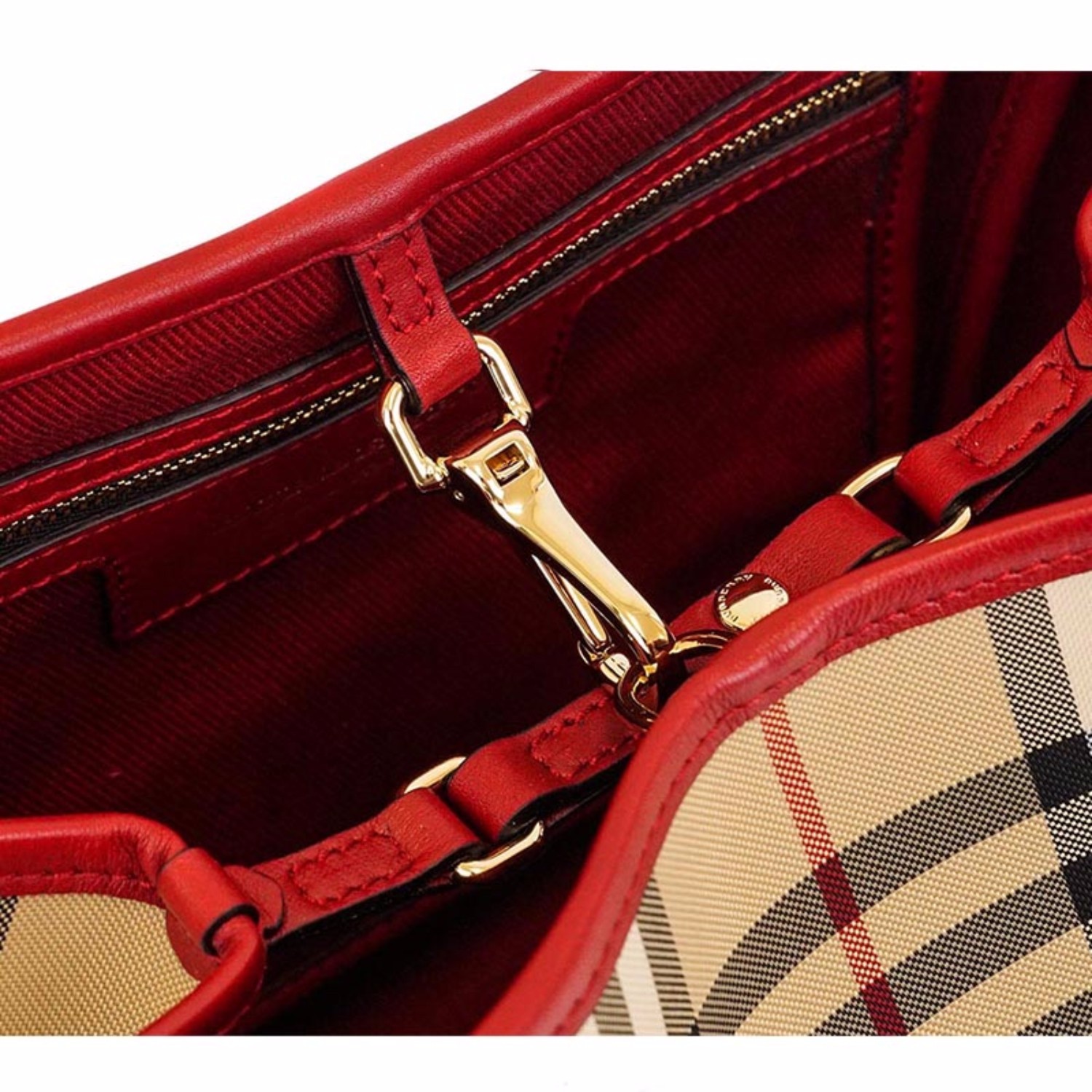 burberry/博柏利 女士格纹棕褐色pvc手提包 4022372