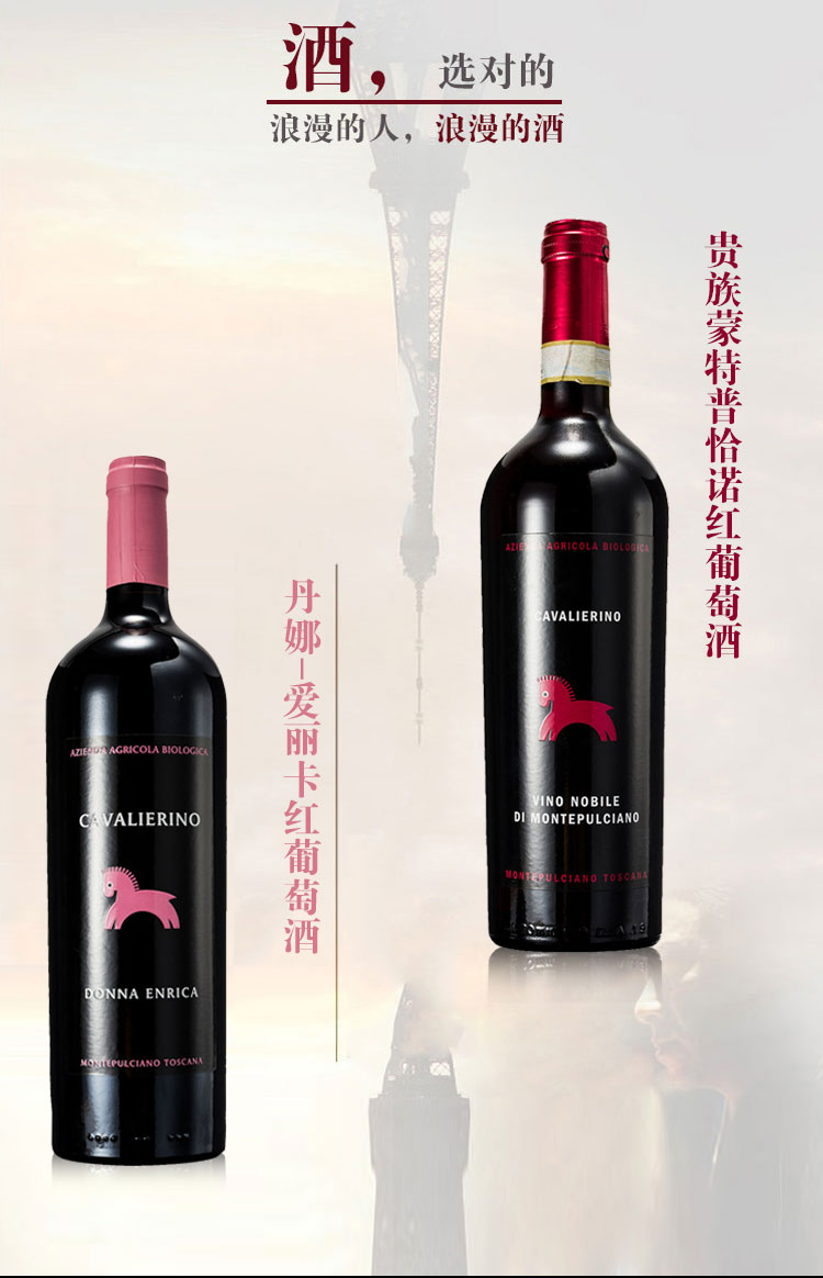 意大利进口丹娜爱丽卡 贵族蒙特普恰诺红葡萄酒 750ml*2支组合装