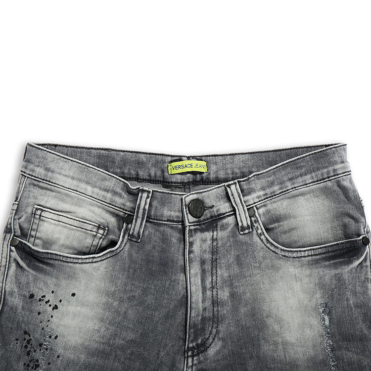 【秋冬新款】versace jeans/范思哲牛仔#男士灰色局部磨损棉质牛仔裤