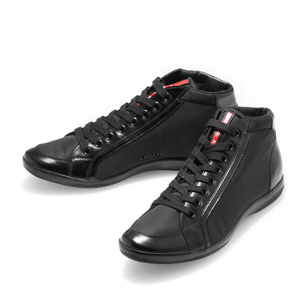 prada/普拉达 尼龙牛皮拼接 单鞋 男士黑色休闲运动鞋