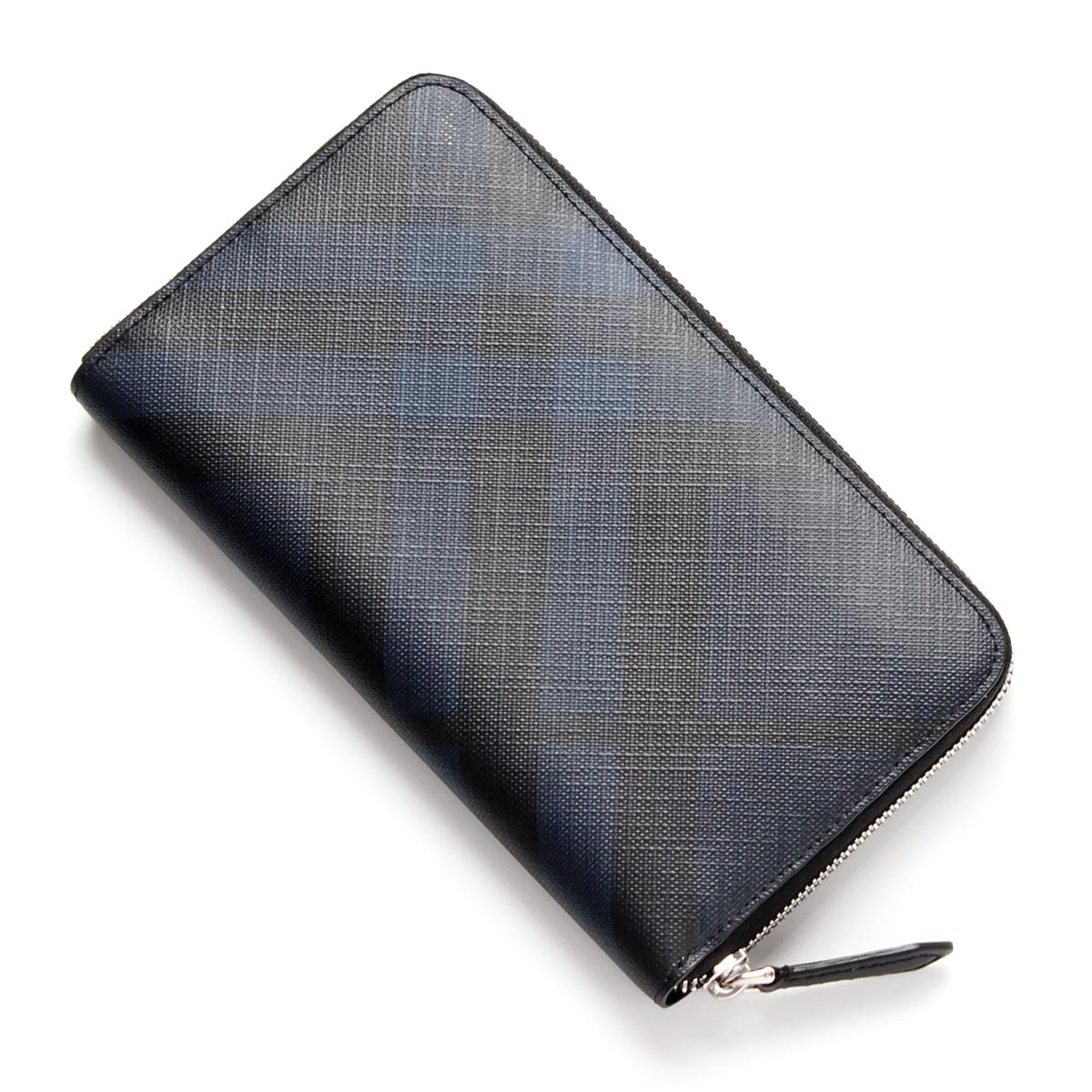 【包邮包税】burberry/博柏利 男士蓝黑色牛皮格纹长款钱包 3996193