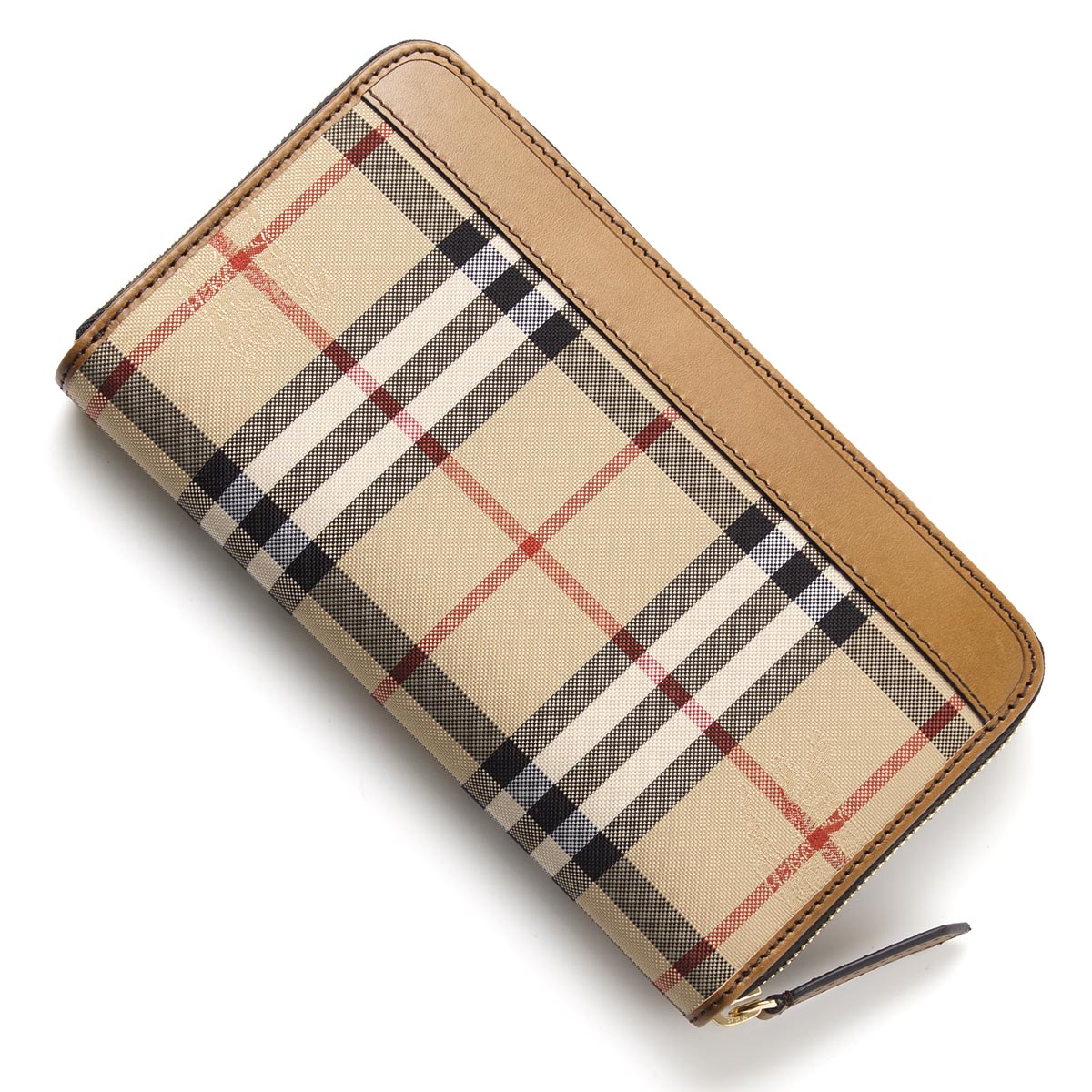 【包邮包税】burberry/博柏利 男士棕色帆布拼皮长款钱包 3935747