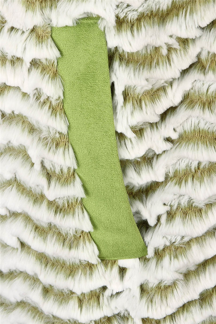 贝纳尔西班牙轻奢设计师品牌秋冬新款仿皮草系腰绿色拉链女士外套