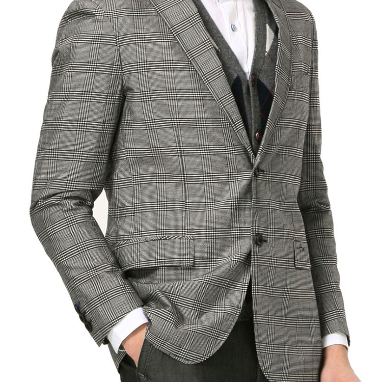 good luck gladius/德国鲨鱼 男士格纹休闲两粒扣西服 男士西装