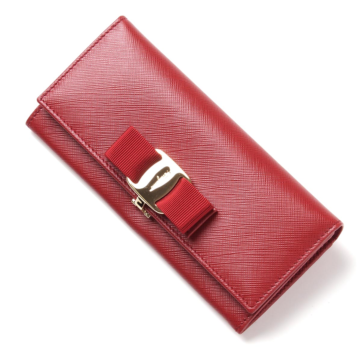 【包邮包税】salvatore ferragamo/菲拉格慕 女士红色牛皮长款钱包