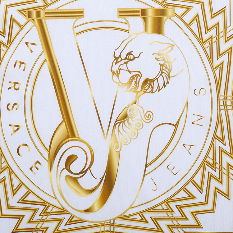 【秋冬新款】versace jeans/範思哲牛仔#男士白色簡單logo印花裝飾派