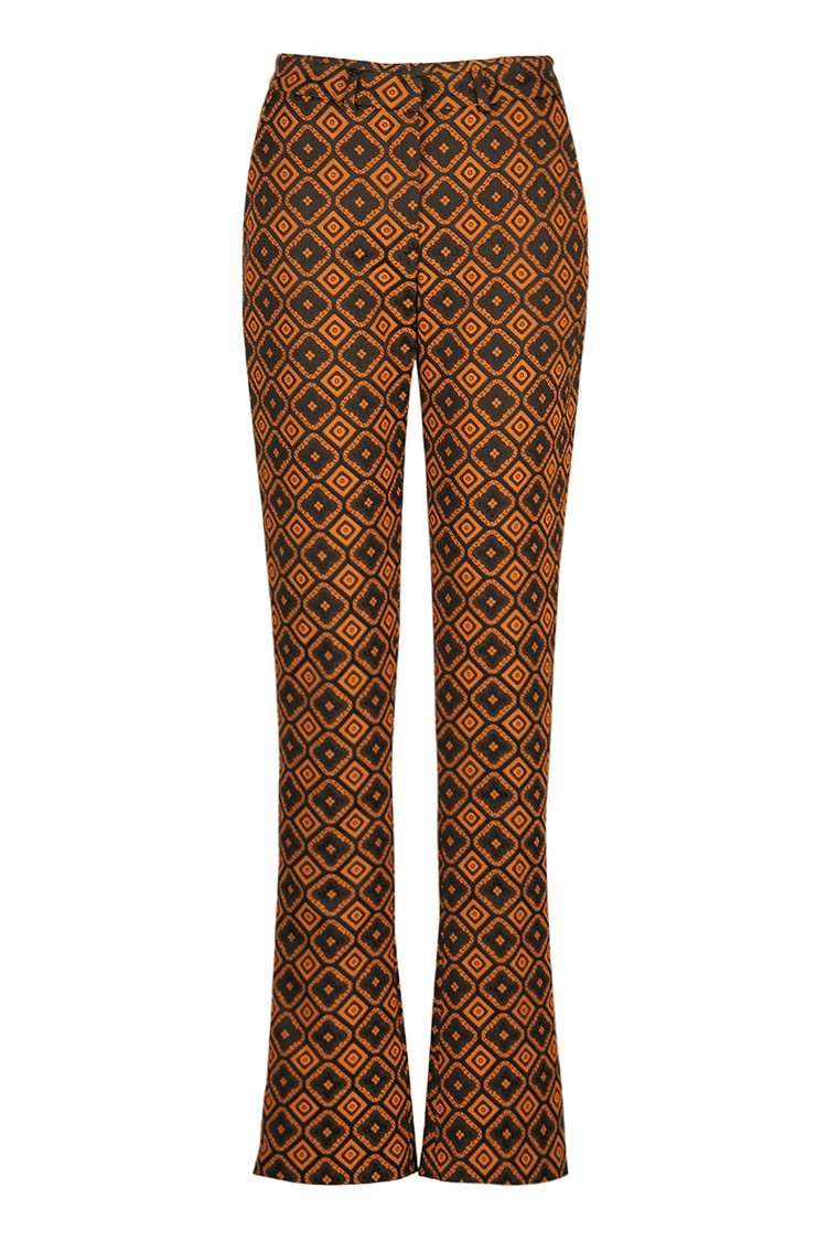 贝纳尔西班牙轻奢设计师品牌秋冬新款拉链微喇叭几何立体图案女士裤子