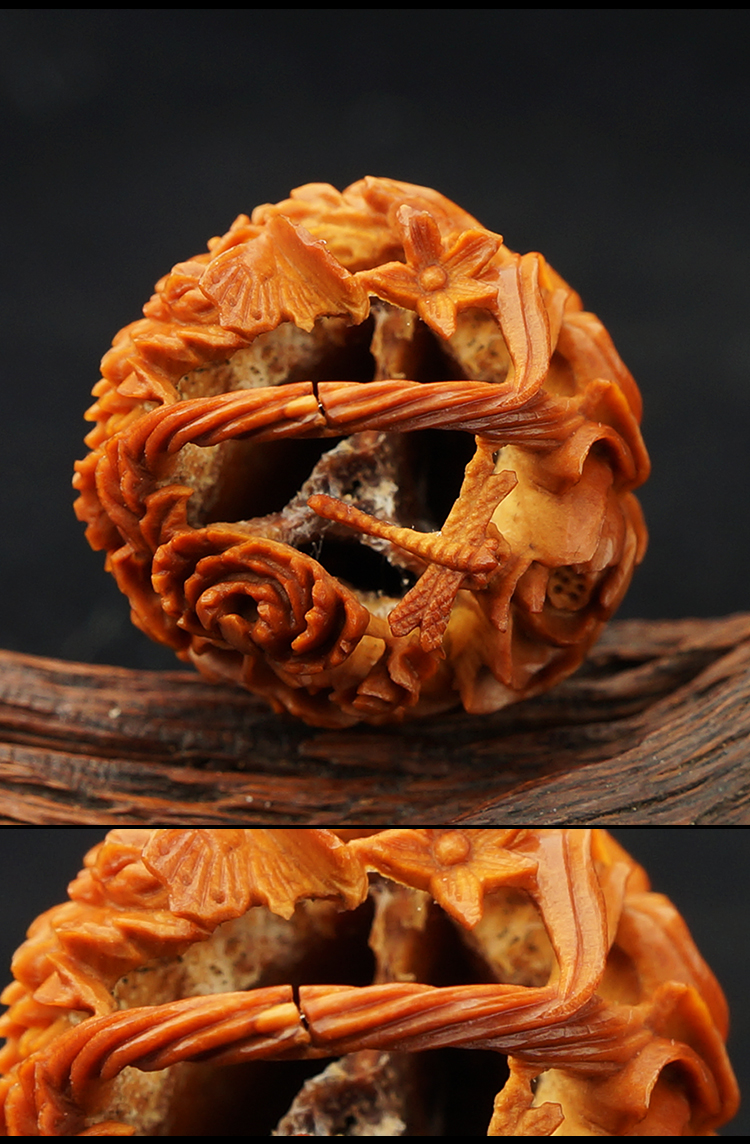 yanganghediao/颜刚核雕 老油核雕刻花篮单粒 文玩老油核单核单籽吊坠