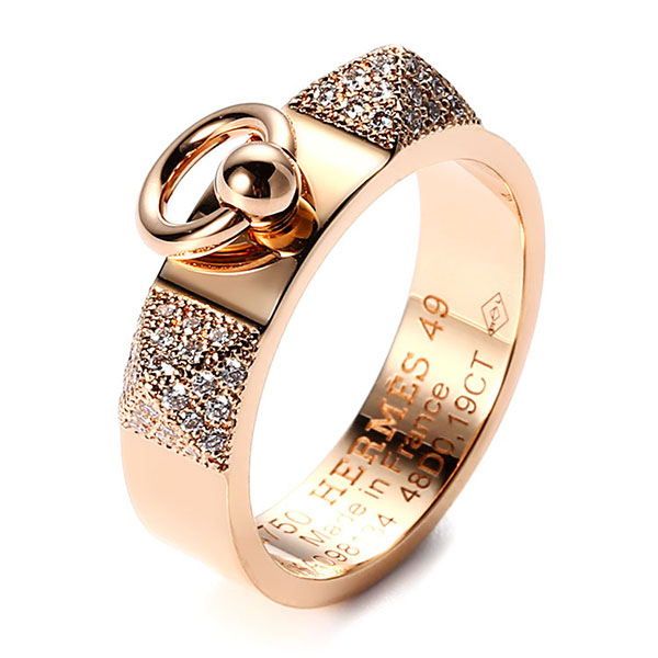 hermes/爱马仕) 18k金cdc系列镶钻戒指 49