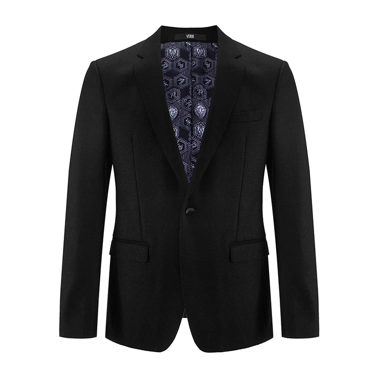verri/verri 男士西装- 黑色一粒扣平驳领经典西装
