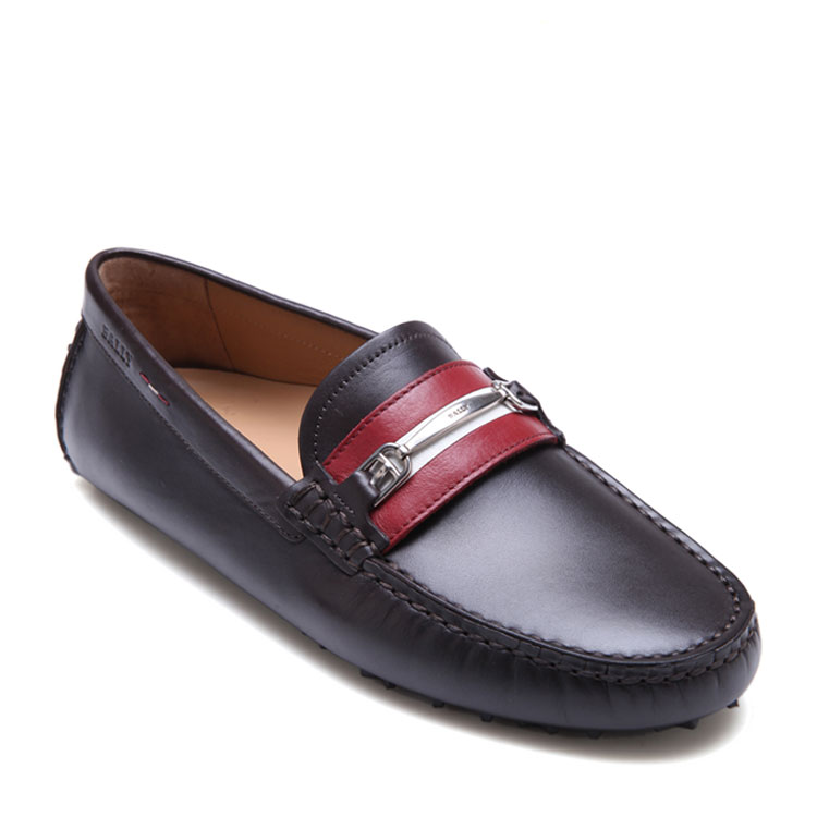 bally巴利深褐色牛皮材质金属装饰男士休闲鞋,werti6198888 safari15