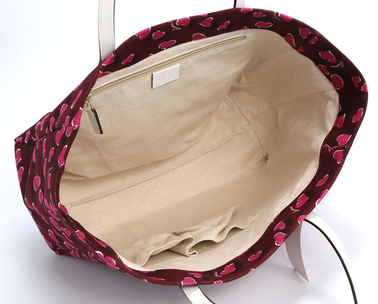 gucci/古驰 女士爱心酒红色帆布/配皮手提单肩女包大口袋女包 282439