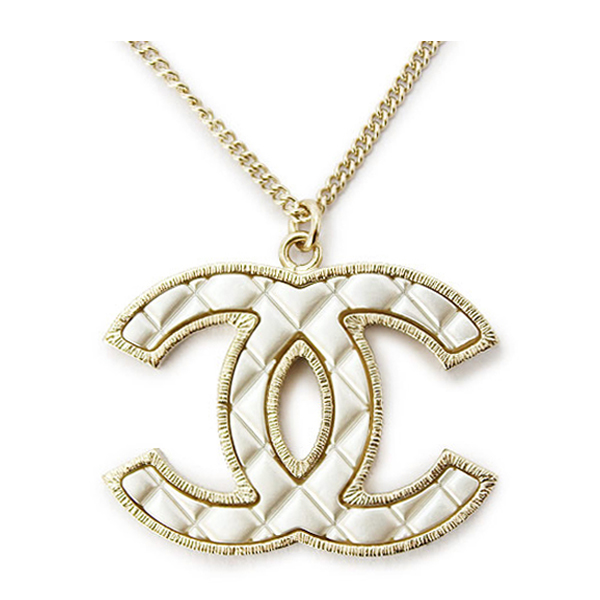 chanel/香奈儿 新款 白色珠光菱格双c logo长项链 a86160gp