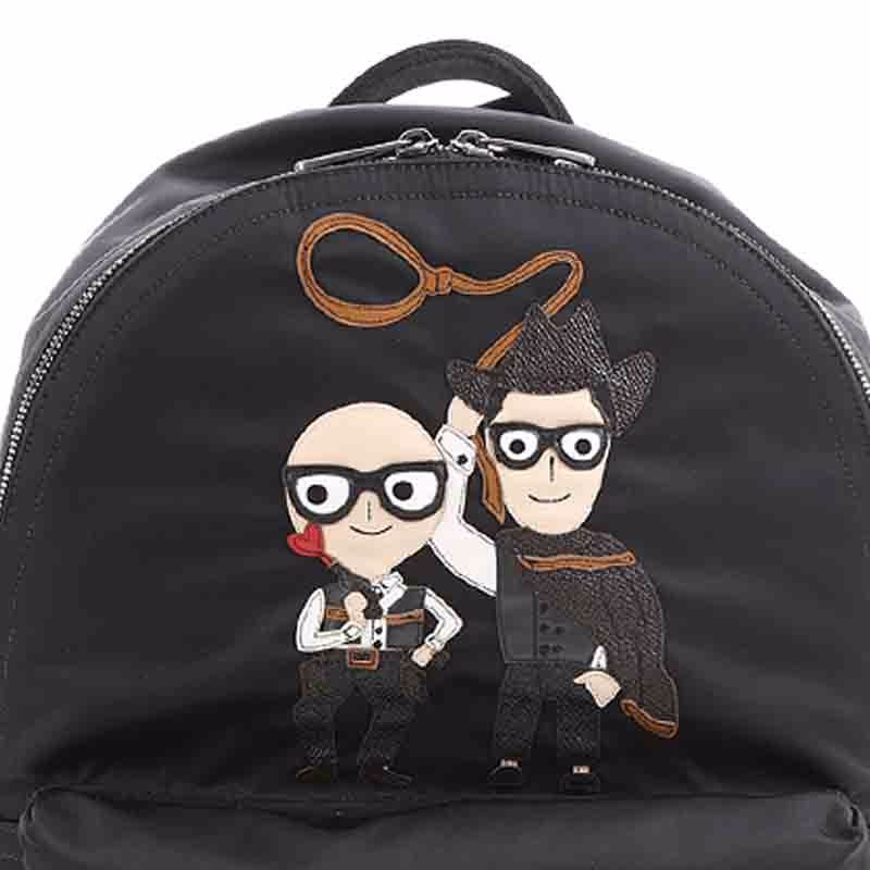 【包邮包税】dolce&gabbana/杜嘉班纳 男士黑色卡通双肩包backpacks