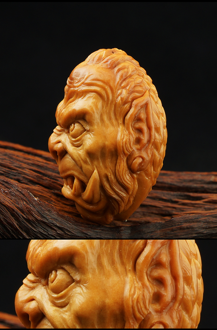 yanganghediao/颜刚核雕 老油核雕刻魔兽单粒 文玩老油核单核单籽 宽