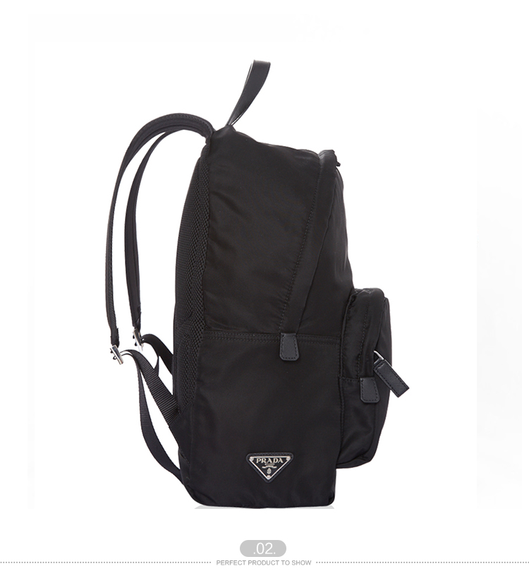 prada/普拉達 中性款式黑色尼龍雙肩包backpacks 2vz066 973 f0002