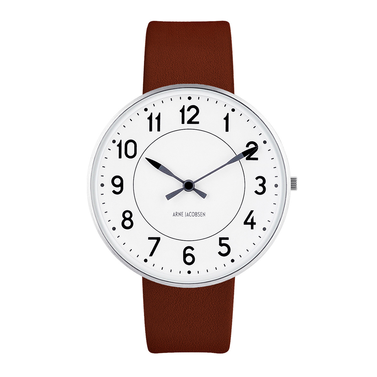 arne jacobsen stationw列 40mm 银色表壳 白色表盘